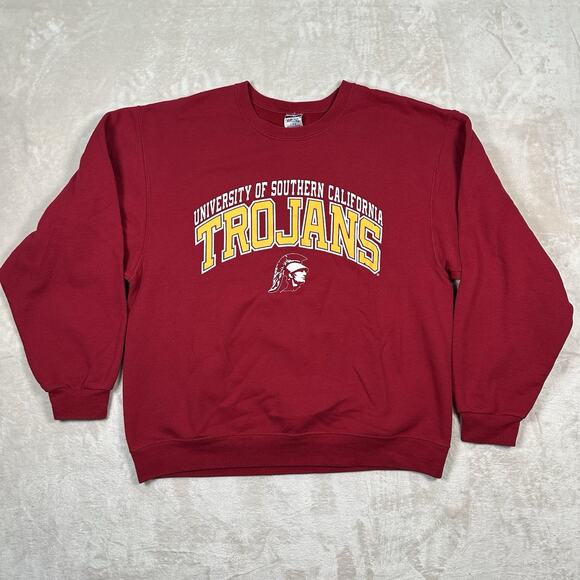 VTG USC Trojans Jerzees NuBlend Sweatshirt Crewneck NCAA Red Mens Size Large Y2K - Picture 1 of 6